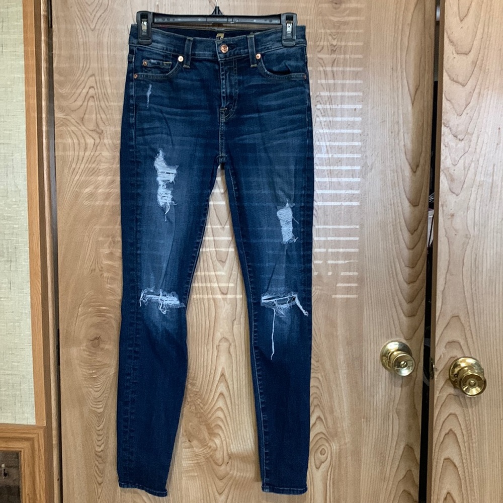 7 for all mankind jeans, the ankle skinny size 26 distressed